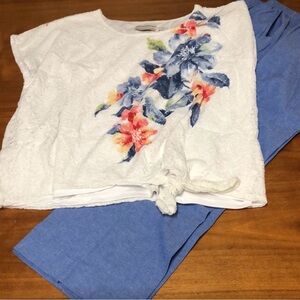 White Lace Alfred Dunner Floral Shirt Set